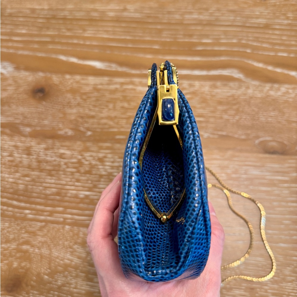 Vintage Judith Leiber Python Clutch with Gold Cha… - image 4